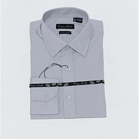 Mensusa Products Men's SlimFit Dress Shirt Solid Grey 29