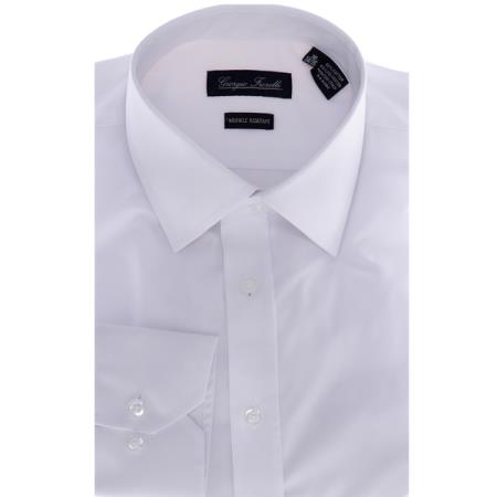 Mensusa Products Men's SlimFit Dress Shirt Solid White 29