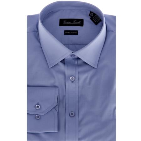 Mensusa Products Men's SlimFit Dress Shirt Solid Blue 29