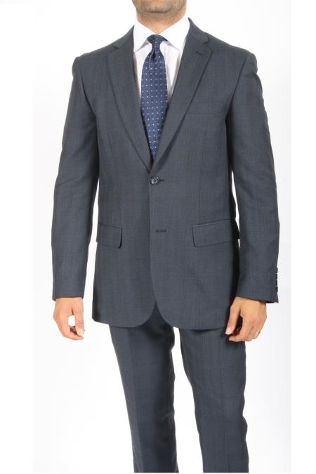 Mensusa Products 2 Button Slim Fit Blue Subtle Plaid Men's Suit