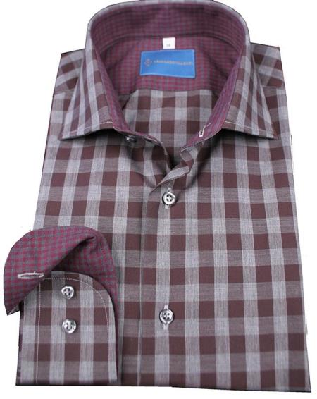 Mensusa Products Mens 1 Cotton L/S Shirt Brown 95
