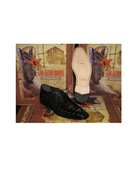 Mensusa Products Mens Genuine Authentic Black Caiman Crocodile Belly Dress Shoe