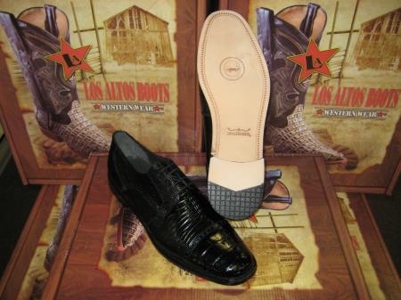 Mensusa Products Mens Genuine Authentic Black Caiman Belly & Teju Lizard Dress Shoe