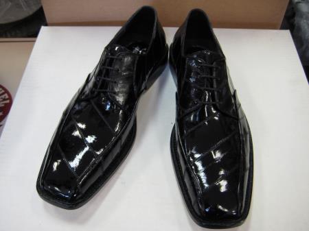 Mensusa Products Mens Genuine Authentic Black Eel Dress Shoe