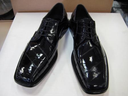 Mensusa Products Mens Genuine Authentic Navy Blue Eel Dress Shoe