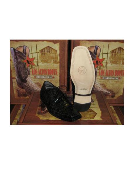 Mensusa Products Mens Genuine Authentic Black Caiman Crocodile Dress Shoe