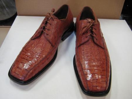 Mensusa Products Mens Genuine Authentic Congnac Caiman Crocodile Dress Shoe