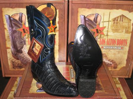 Mensusa Products Los Altos Navy Blue Genuine Crocodile TaWestern Cowboy Boot