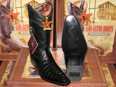 Mensusa Products Los Altos Square Black Genuine Crocodile Belly Western Cowboy Boot