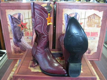 Mensusa Products Los Altos Burgundy Genuine Lizard Ring Western Cowboy Boot