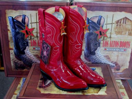 Mensusa Products Los Altos Red Genuine Eel Western Cowboy Boot