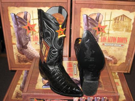 Mensusa Products Los Altos Black Genuine Crocodile TaWestern Cowboy Boot