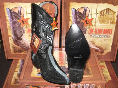 Mensusa Products Los Altos Black Genuine Stingray Rowstone Western Cowboy Boot