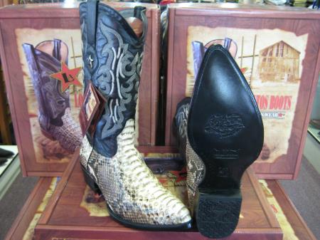 Mensusa Products Los Altos Natural Genuine Python Snake Western Cowboy Boot
