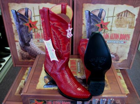 Mensusa Products Los Altos Women Red Genuine Teju Lizard Western Cowboy Boot