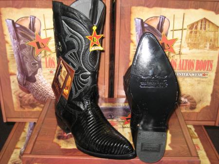 Mensusa Products Los Altos Black Genuine Teju Lizard Western Cowboy Boot