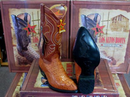 Mensusa Products Los Altos Cognac Genuine Crocodile Western Cowboy Boot