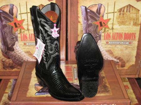 Mensusa Products Los Altos Women Black Genuine Teju Lizard Western Cowboy Boot