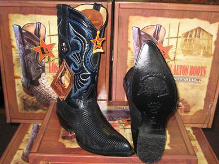 Mensusa Products Los Altos Navy Blue Genuine Lizard Ring Western Cowboy Boot