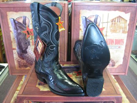 Mensusa Products Los Altos Black Genuine Ostrich Leg Western Cowboy Boot