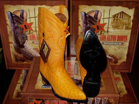 Mensusa Products Los Altos Buttercup Genuine Full Quill Ostrich Western Cowboy Boot