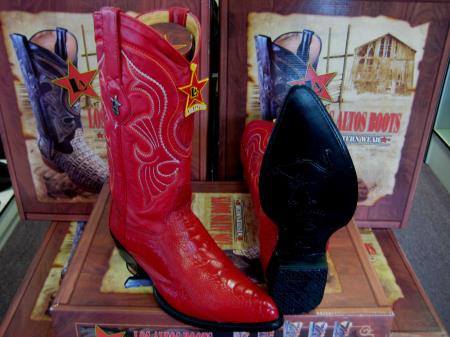 Mensusa Products Los Altos Red Genuine Ostrich Leg Western Cowboy Boot