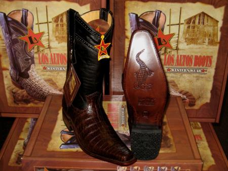 Mensusa Products Los Altos Square Brown Genuine Crocodile Belly Western Cowboy Boot