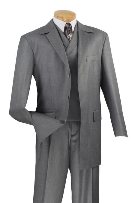 Mensusa Products Men's 3 Piece Wool Feel Fashion Suit Textured Weave Gray
