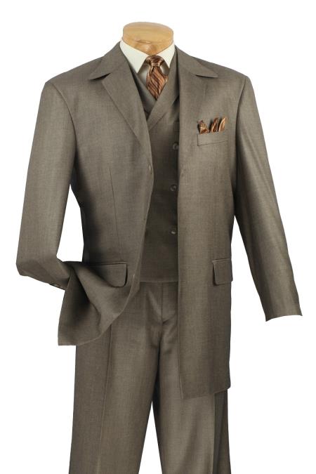 Mensusa Products Men's 3 Piece Wool Feel Fashion Suit Textured Weave Tan