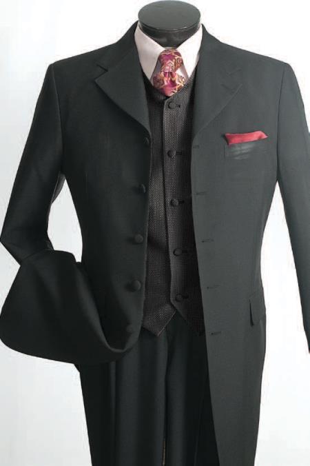 Mensusa Products Men's 3 Piece Fashion Suit Reversible Vest Black