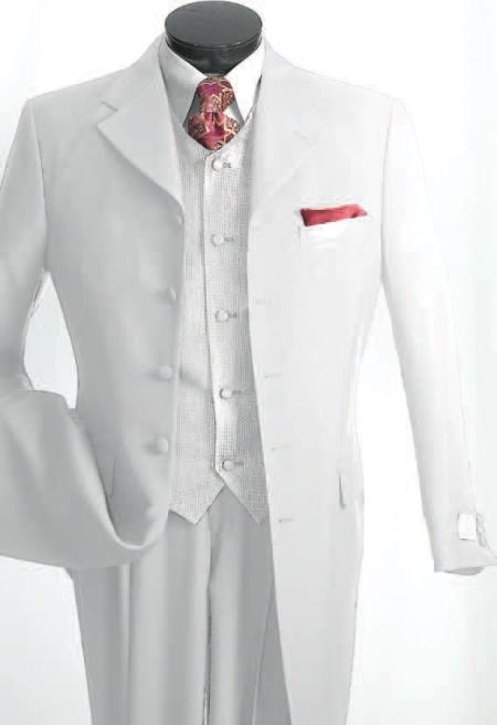 Mensusa Products Men's 3 Piece Fashion Suit Reversible Vest White