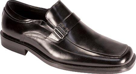 Mensusa Products Men's Moc Toe Buckle Dress Loafers Black
