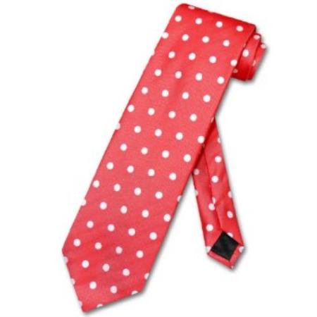 Mensusa Products Red w/ White Polka Dots Design Men's Neck Tie