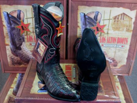 Mensusa Products Los Altos Cherry Black Genuine Crocodile TaWestern Cowboy Boot