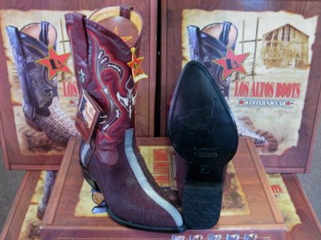 Mensusa Products Los Altos Burgundy Genuine Stingray Rowstone Western Cowboy Boot