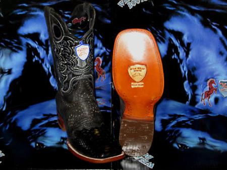 Mensusa Products Wild West Genuine Python Snake Square Black Rodeo Western Cowboy Boot