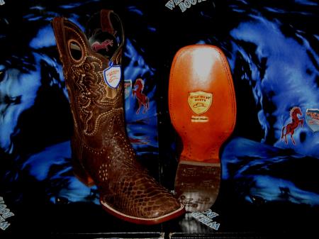 Mensusa Products Wild West Genuine Python Snake Square Brown Rodeo Western Cowboy Boot
