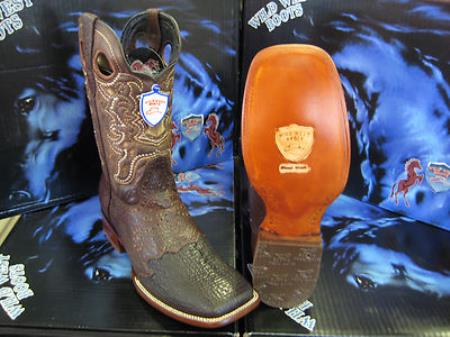 Mensusa Products Wild West Square Brown Genuine Shark Rodeo Western Cowboy Boot