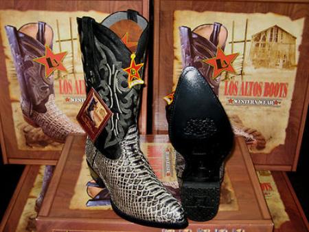 Mensusa Products Los Altos Rustic Black Genuine Python Snake Western Cowboy Boot