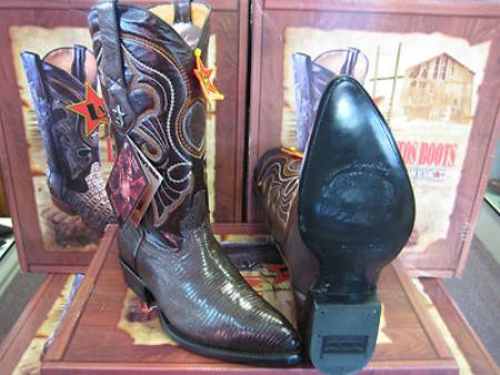 Mensusa Products Los Altos Brown Genuine Lizard Ring Western Cowboy Boot