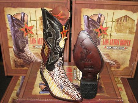Mensusa Products Los Altos Natural Genuine Crocodile TaWestern Cowboy Boot