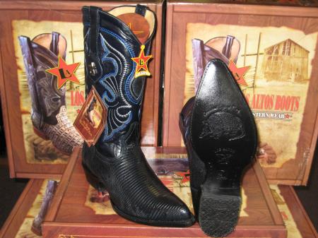 Mensusa Products Los Altos Navy Blue Genuine Lizard Ring Western Cowboy Boot