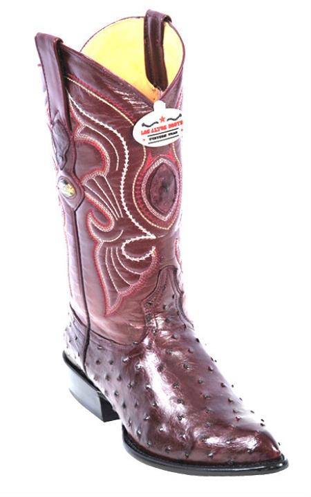 Mensusa Products Los Altos Burgundy Genuine Full Quill Ostrich Western Cowboy Boot
