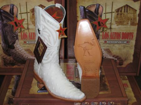 Mensusa Products Los Altos Square White Full Quill Ostrich Western Cowboy Boot