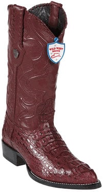 Mensusa Products Wild West Burgundy JToe Caiman Hornback Cowboy Boots 457