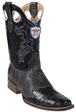 Mensusa Products Wild West Black Caimen Belly Wild Rodeo Toe Boots 337
