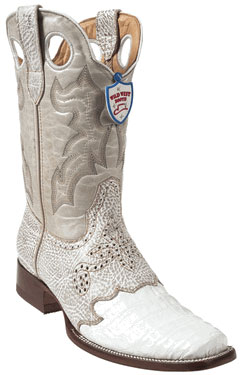 Mensusa Products Wild West White Caimen Belly Wild Rodeo Toe Boots 337