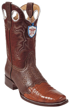 Mensusa Products Wild West Cognac Caimen Belly Wild Rodeo Toe Boots 337