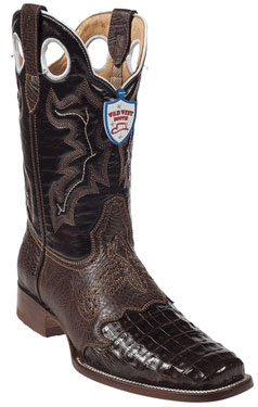 Mensusa Products Wild West Brown Caimen Belly Wild Rodeo Toe Boots 337