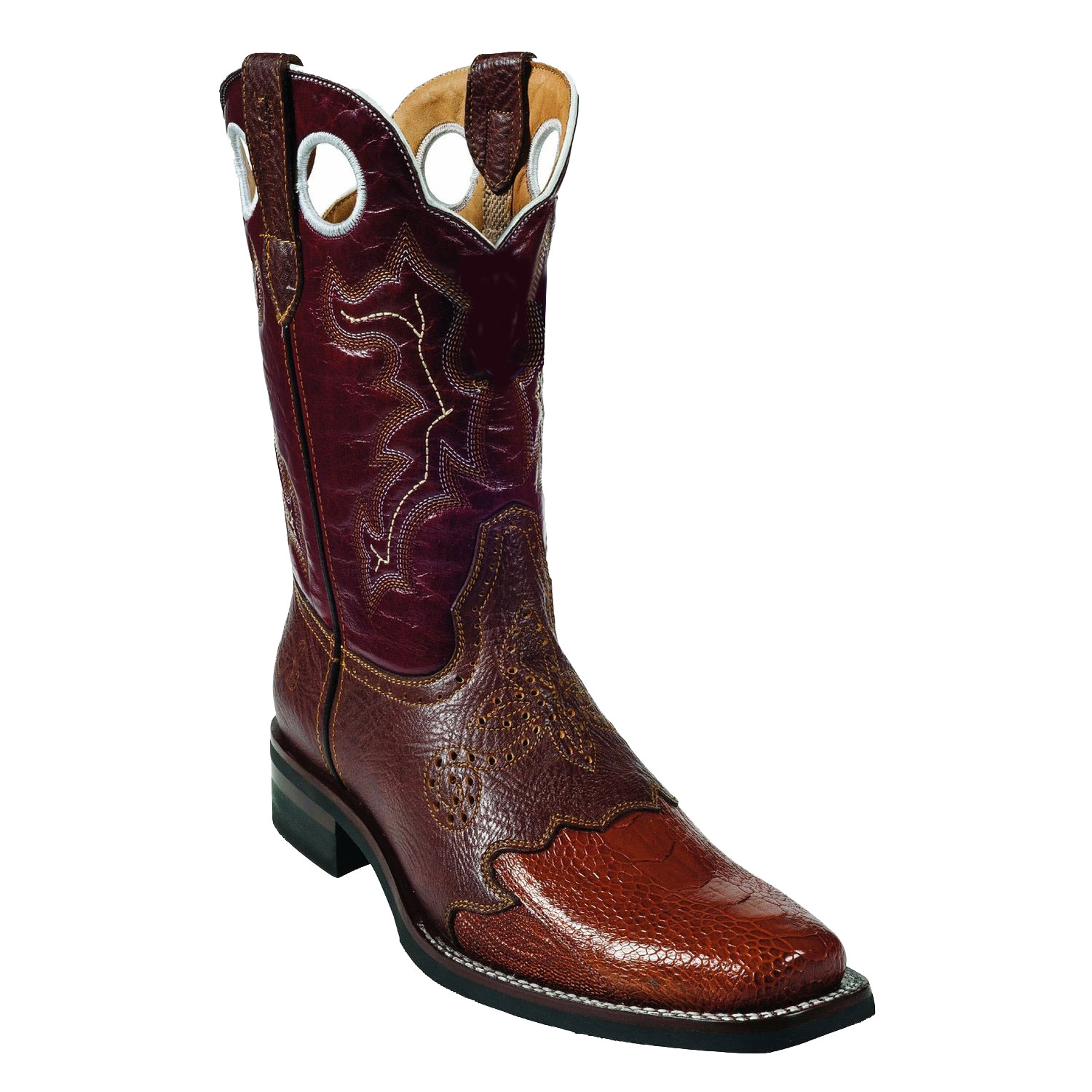 Mensusa Products Wild West Cognac Ostrich Wild Rodeo Toe Boots 337